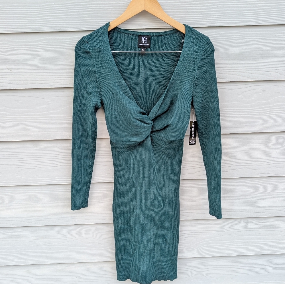 Derek Heart Dress NWT Size XL Green Long Sleeve Ribbed Sweater